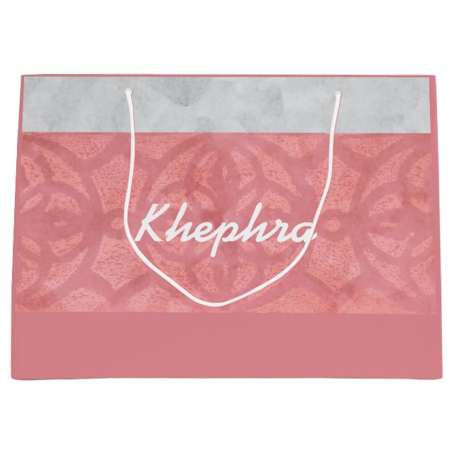 Ruddy Pink Batik Gray Name Große Geschenktüte (Vorderseite)