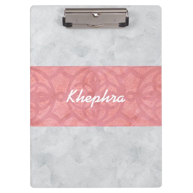 Ruddy Pink Batik Gray Name Klemmbrett (Vorderseite)