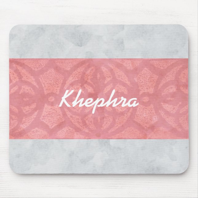 Ruddy Pink Batik Gray Name Mousepad (Vorne)