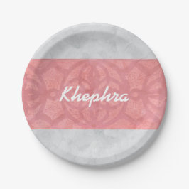 Ruddy Pink Batik Gray Name Pappteller