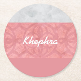 Ruddy Pink Batik Gray Name Runder Pappuntersetzer