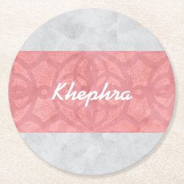 Ruddy Pink Batik Gray Name Runder Pappuntersetzer