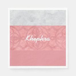 Ruddy Pink Batik Gray Name Serviette