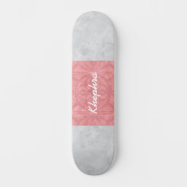 Ruddy Pink Batik Gray Name Skateboard