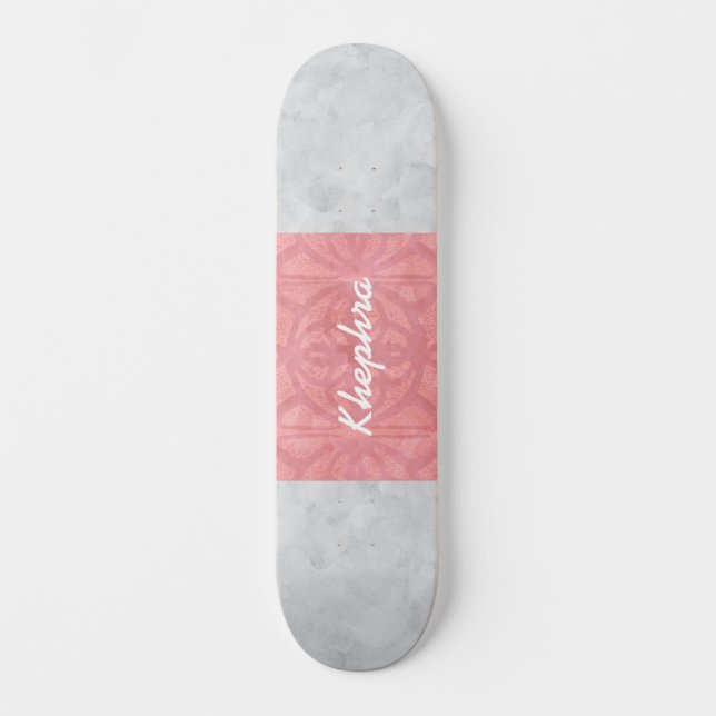 Ruddy Pink Batik Gray Name Skateboard (Vorderseite)