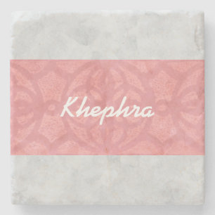 Ruddy Pink Batik Gray Name Steinuntersetzer