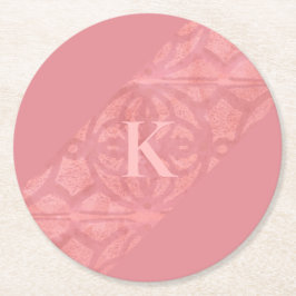 Ruddy Pink Batik Letter Runder Pappuntersetzer