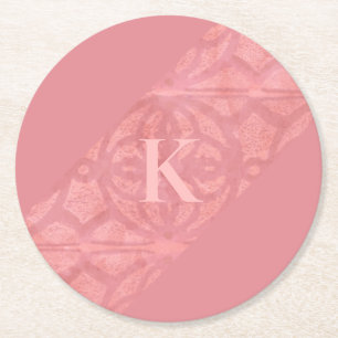 Ruddy Pink Batik Letter Runder Pappuntersetzer