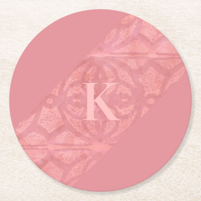 Ruddy Pink Batik Letter Runder Pappuntersetzer (Vorderseite)