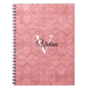 Ruddy Pink Batik mit Monogramm und Name Notizblock