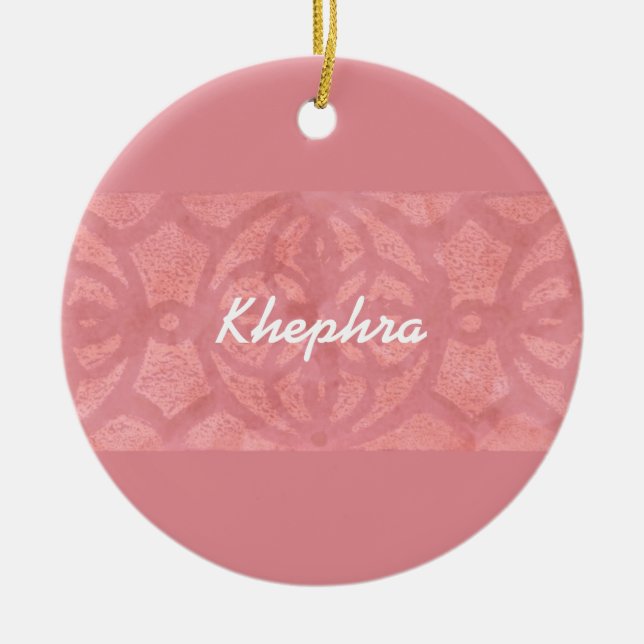 Ruddy Pink Batik Name Mit Monogramm Keramik Ornament (Vorne)