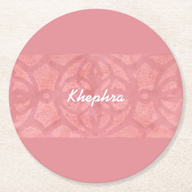 Ruddy Pink Batik Name Mit Monogramm Runder Pappuntersetzer (Vorderseite)