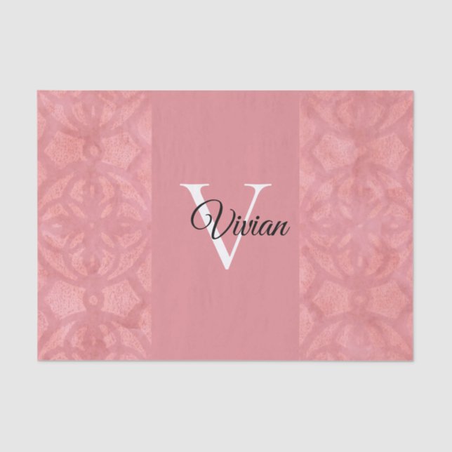 Ruddy Pink Batik Name Mit Monogramm Seidenpapier (Vorderseite)