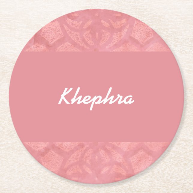 Ruddy Pink Batik Name Runder Pappuntersetzer (Vorderseite)
