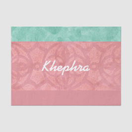 Ruddy Pink Batik und Blue Watercolor Name Seidenpapier