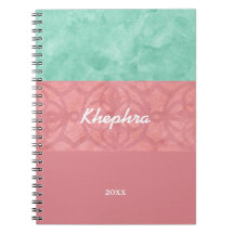 Ruddy Pink Batik und Blue Watercolor Name und Jahr