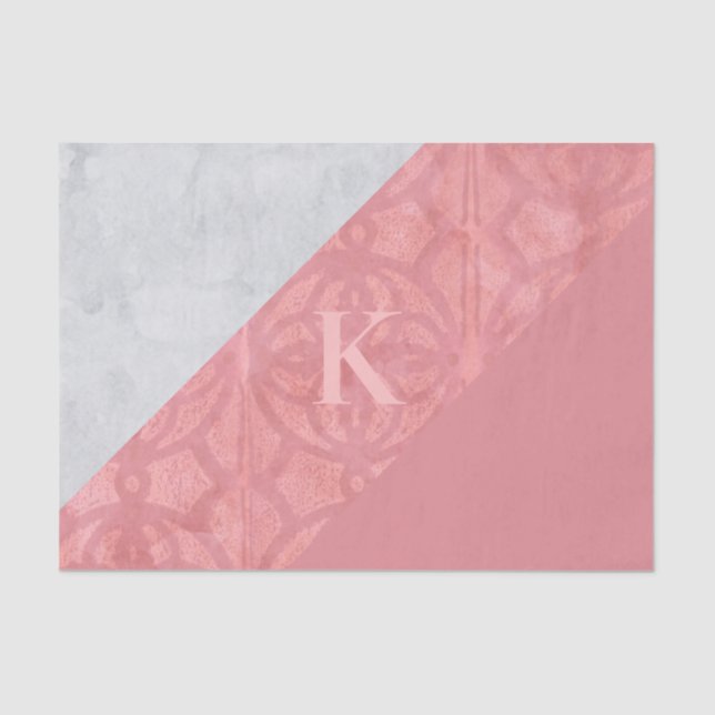 Ruddy Pink Batik und Grau-Aquarellschrift Notebo Seidenpapier (Vorderseite)