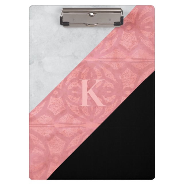 Ruddy Pink Batik und Grau Wasserfarbe Klemmbrett (Vorderseite)