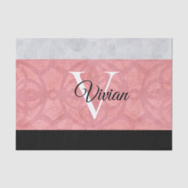 Ruddy Pink Batik und Grau Wasserfarbe Mit Monogram Seidenpapier