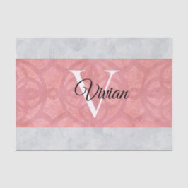 Ruddy Pink Batik und Grau Wasserfarbe Mit Monogram Seidenpapier