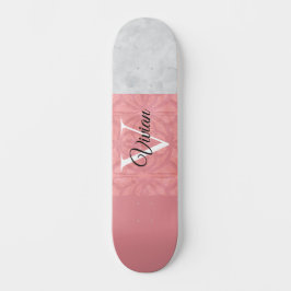 Ruddy Pink Batik und Grau Wasserfarbe Mit Monogram Skateboard