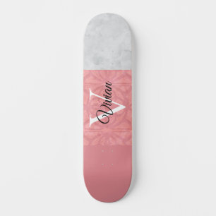 Ruddy Pink Batik und Grau Wasserfarbe Mit Monogram Skateboard