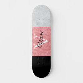 Ruddy Pink Batik und Grau Wasserfarbe Mit Monogram Skateboard