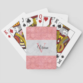 Ruddy Pink Batik und Grau Wasserfarbe Mit Monogram Spielkarten