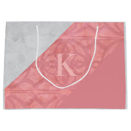 Ruddy Pink Batik und Graufarbenbrief Große Geschenktüte