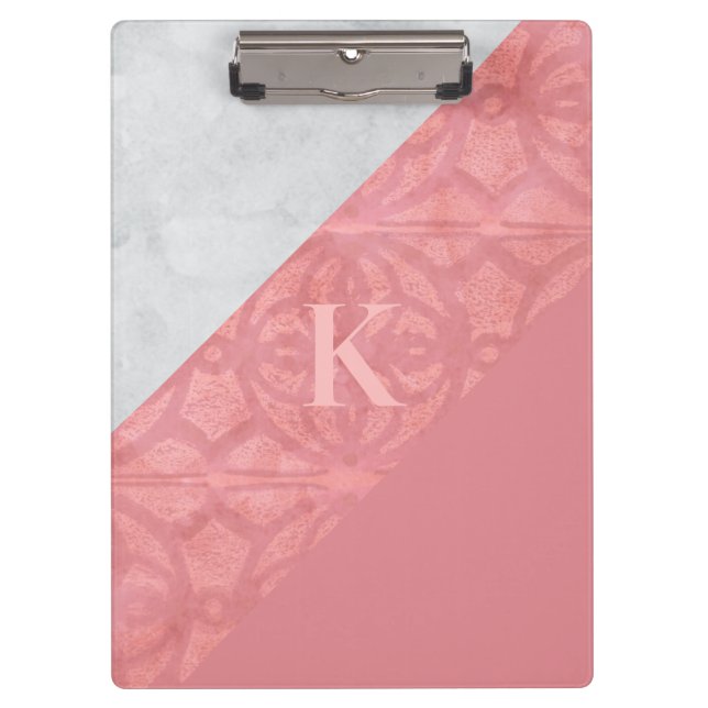 Ruddy Pink Batik und Graufarbenbrief Klemmbrett (Vorderseite)