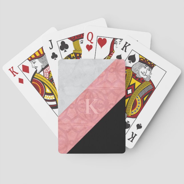 Ruddy Pink Batik und Graufarbenbrief Spielkarten (Rückseite)