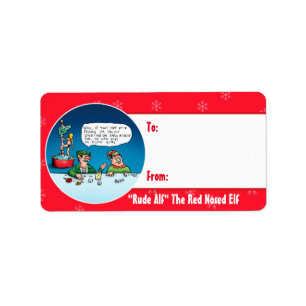 Rude Alf, der Red Nosed Elf Custom Gift Labels Adressaufkleber