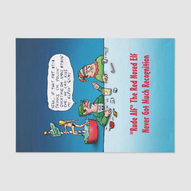 Rude Alf der rot gennannte Elf Funny Xmas Seidenpapier (Vorderseite)