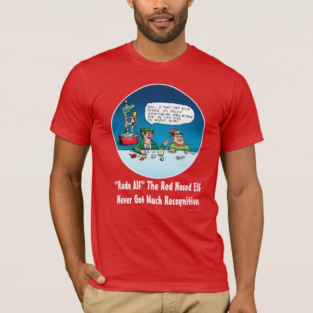 Rude Alf der Rotnasen-Elf Funny-Cartoon T-Shirt (Vorderseite)