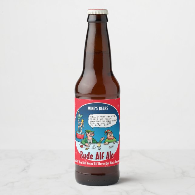 RUDE ALF - Funny Custom Winter Beer Labels Bierflaschenetikett (Vorderseite)