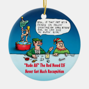 Rude Alf Funny Elf Cartoon Keramikornament