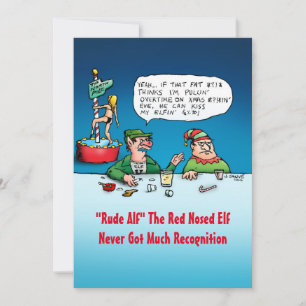 Rude Alf Funny Elf Flat Christmas Card Feiertagskarte
