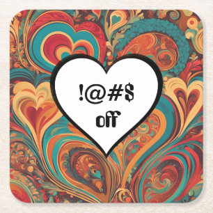 Rude Funny Heart Design ! Rechteckiger Pappuntersetzer