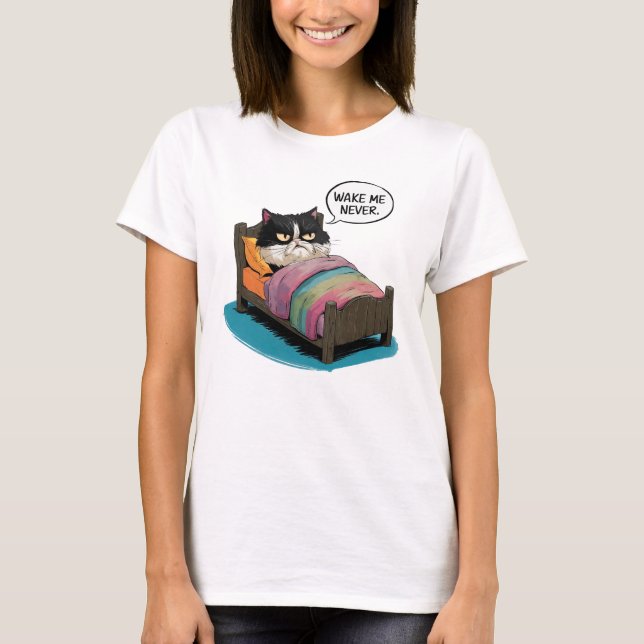 Rude Morning Cat T-Shirt (Vorderseite)