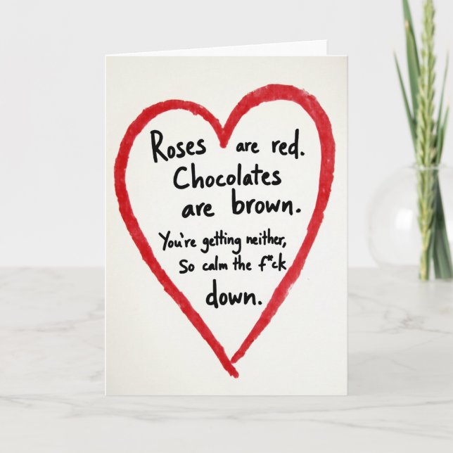Rude Roses Are Red Calm Down Card Karte (Vorderseite)