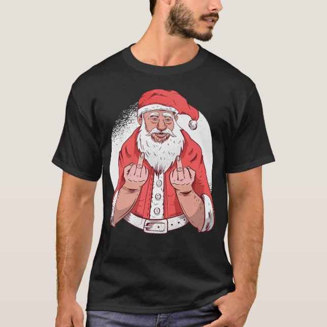 RUDE SANTA: F off Middle Finger Funny Chris T-Shirt (Vorderseite)