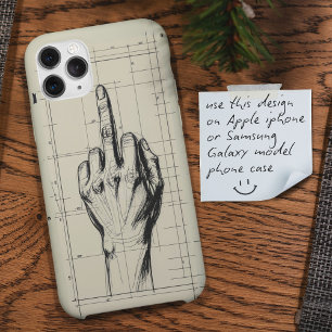 Rude Sketch Blueprint Middle Finger Hand Case-Mate iPhone Hülle