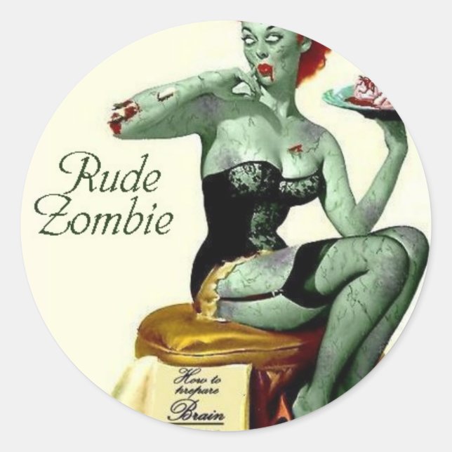 Rude Zombie "The First Bite" Runder Aufkleber (Vorderseite)