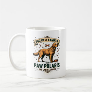Rudel von Hunden Vintage-Hund-Wortspiel-Grafik mit Kaffeetasse