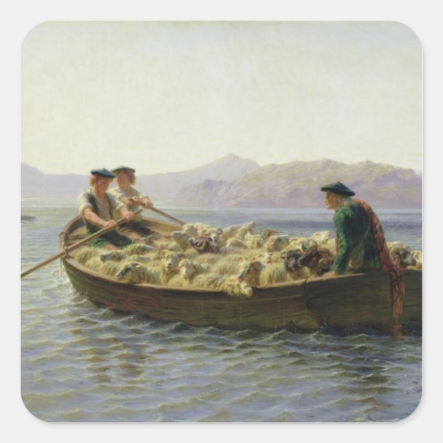 Ruderboot, 1863 quadratischer aufkleber (Vorderseite)