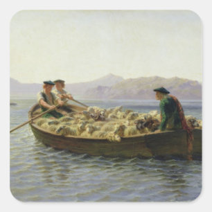 Ruderboot, 1863 quadratischer aufkleber