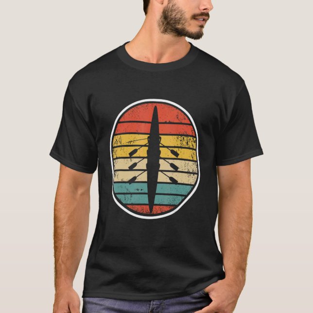 Ruderboot Crew Sonnenuntergang Ruderwassersportrow T-Shirt (Vorderseite)
