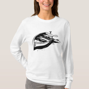 Ruderboot-Illustration Nautilisch Schwarz und Weiß T-Shirt