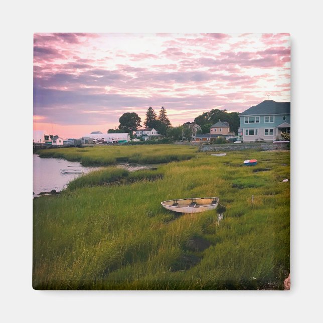 Ruderboot in Graslandschaft Foto  Magnet (Vorne)