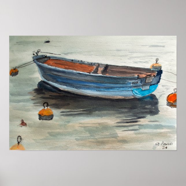 Ruderboot Nautilus Boot Wasserfarbe Poster (Vorne)